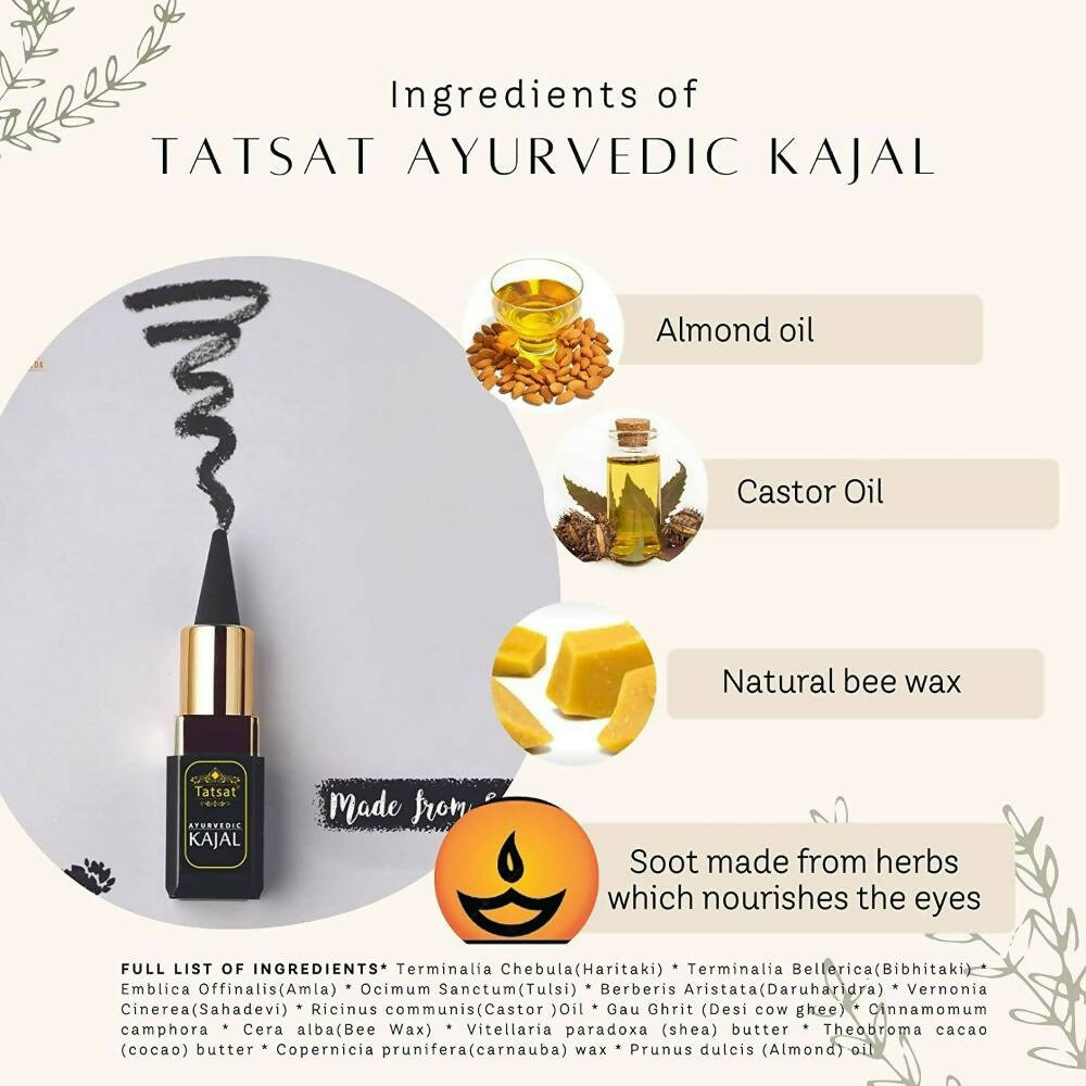 Tatsat 100% Natural Certified Ayurvedic Kajal With Pure Herbs
