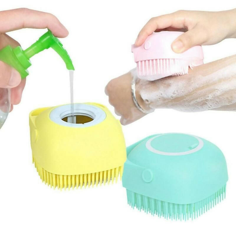 Favon Silicon Soft Cleaning Body Bath Brush with Shampoo Dispenser Scrubber for Cleansing and Dead Skin Removal