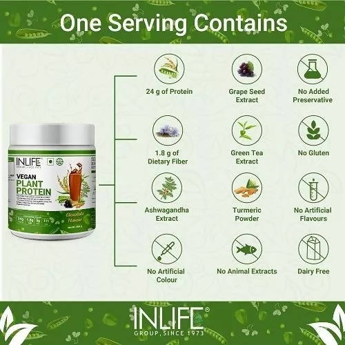 Inlife Vegan Plant Protein Powder Chocolate Flavour