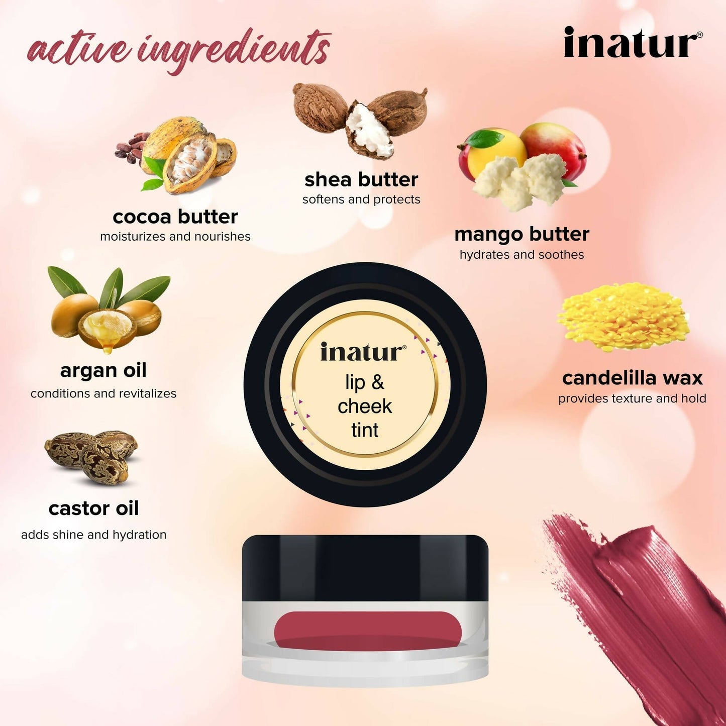 Inatur Lip and Cheek Tint Coral