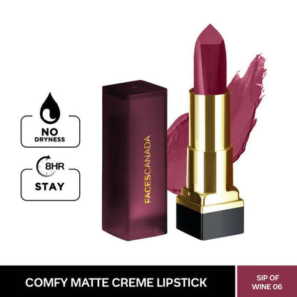 Faces Canada Comfy Matte Creme Lipstick - Sip Of Wine 06
