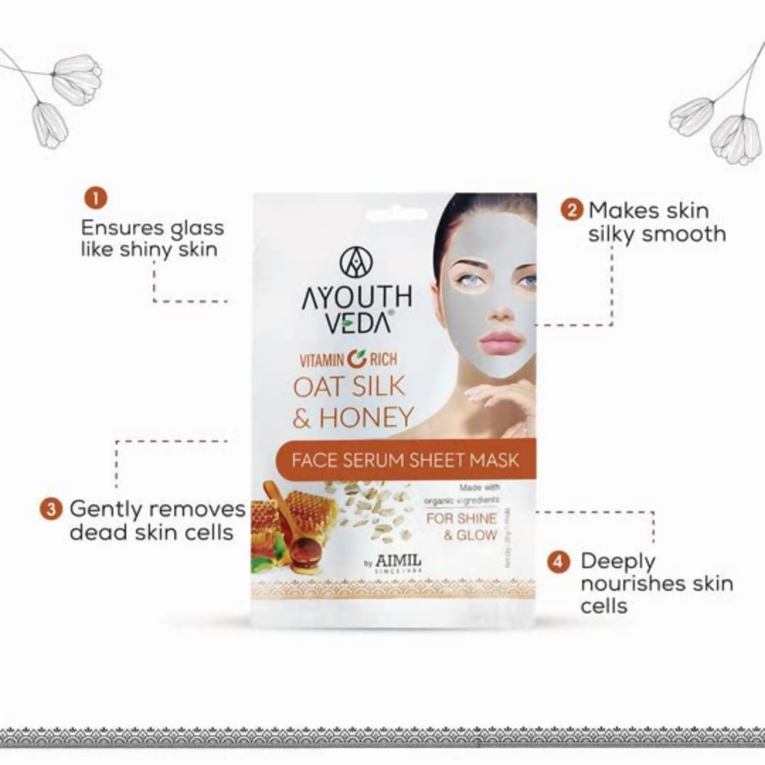 Ayouthveda Vitamin C Rich Oats Silk & Honey Face Serum Sheet Mask