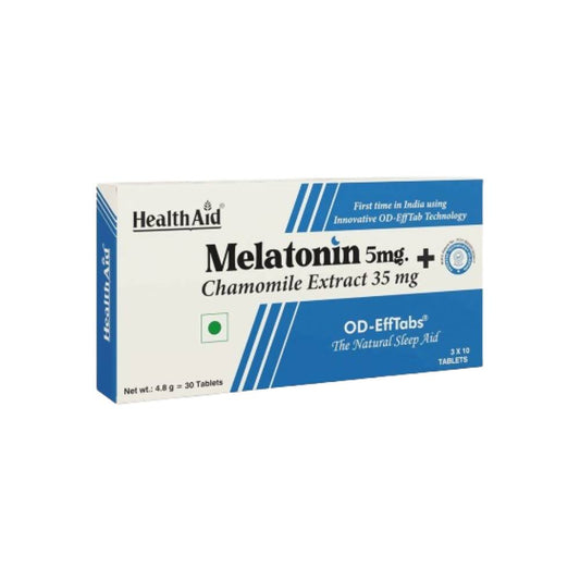 HealthAid Melatonin 5 mg + Chamomile Extract 35 mg OD Effervescent Tablets - BUDEN