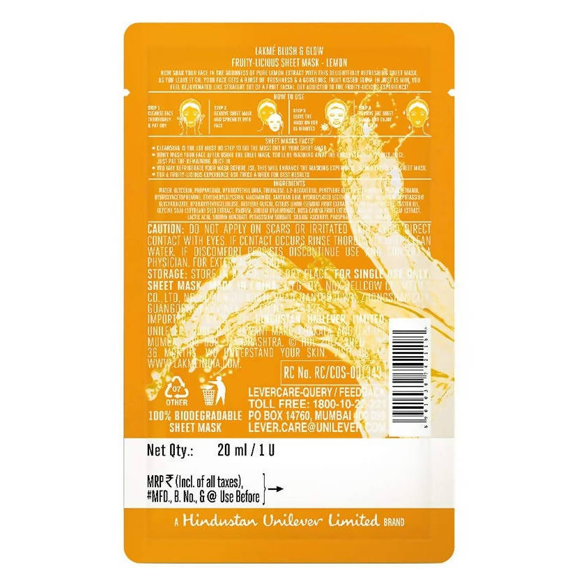 Lakme Blush And Glow Lemon Sheet Mask