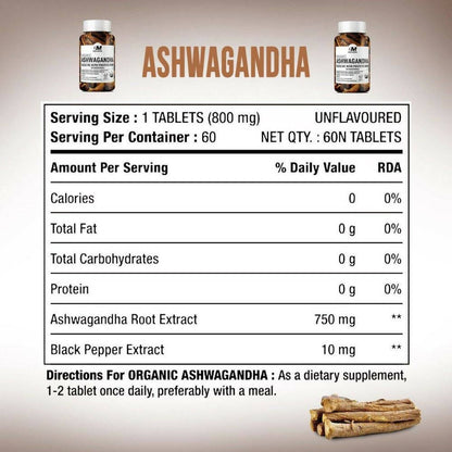 BM Wellness Ashwagandha Organic 800 mg Tablets