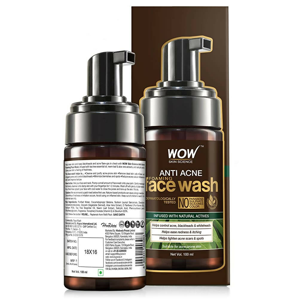 Wow Skin Science Anti Acne Foaming Face Wash