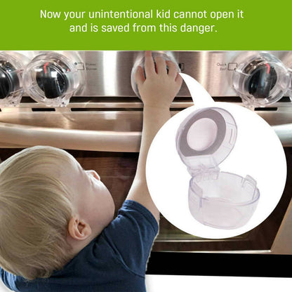 Safe-O-Kid Gas Stove Knobs Transparent Guards for Indoor Baby Safety Set of 4 Pcs