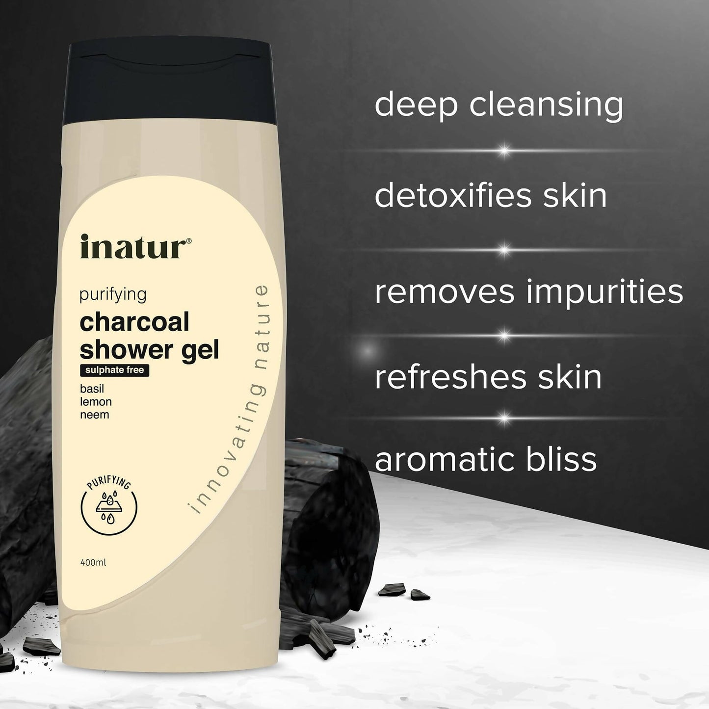 Inatur Charcoal Shower Gel