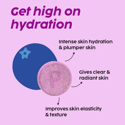 PLIX The Plant Fix Dewy Skin Hyaluronic Acid Effervescent Tablets For Radiant Skin - Blueberry