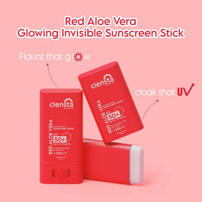 Red Aloe Vera Glowing Invisible Sunscreen Stick with SPF 50