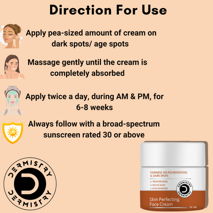 Dermistry Kojic Acid Skin Perfecting Fairness Face Cream Dark Spots Correction Instant Glow