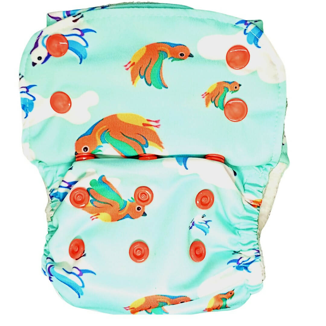 Kindermum Nano Pro Aio Cloth Diaper (With 2 Organic Inserts And Power Booster)-Birdie For Kids