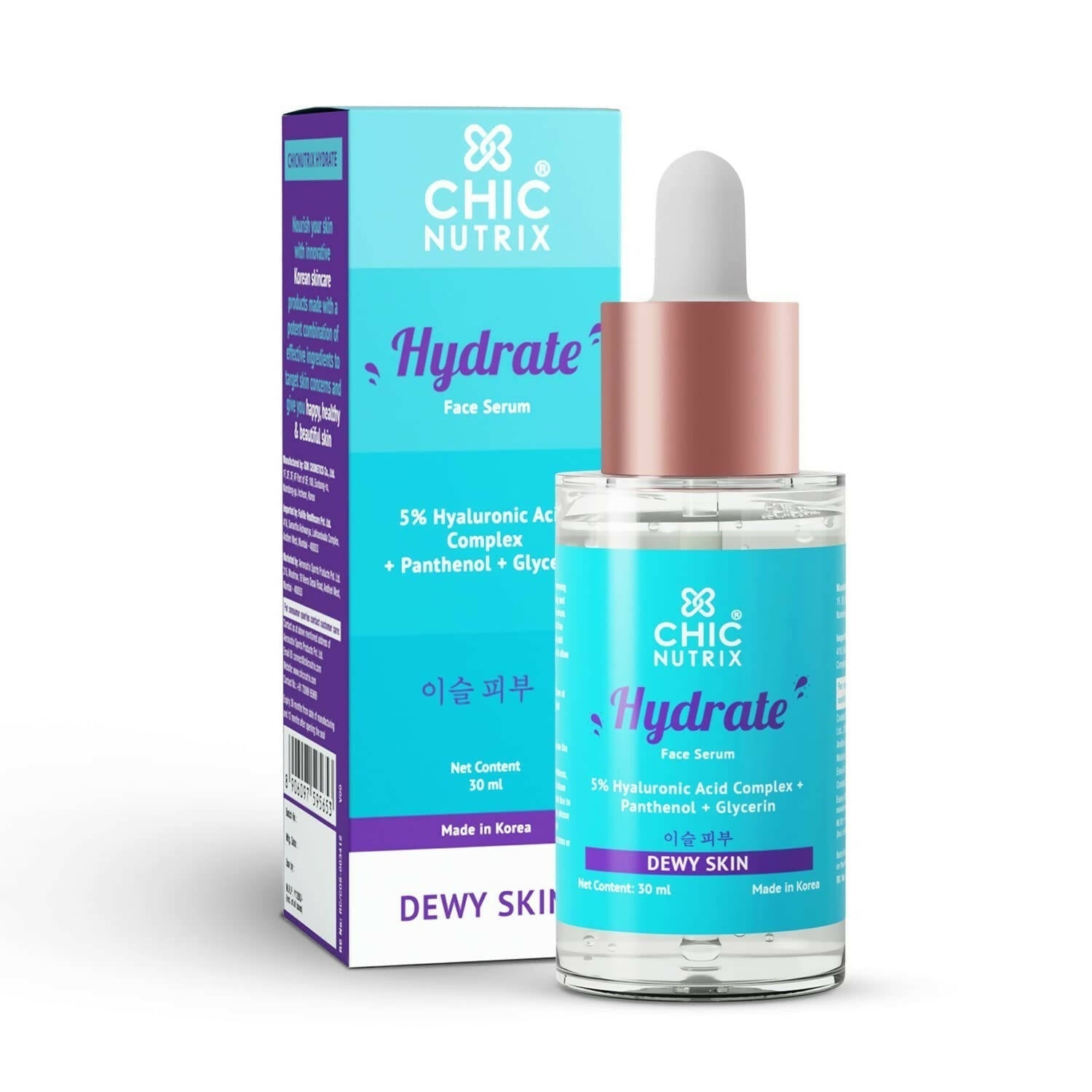 Chicnutrix Hydrate Face Serum ???? 5% Hyaluronic Acid Complex with Glycerin & Panthenol - usa canada australia