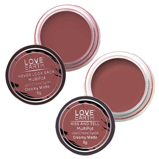 Love Earth Lip Tint & Cheek Tint Multipot Combo (Mauvish Pink & Ruby Pink) - BUDNE
