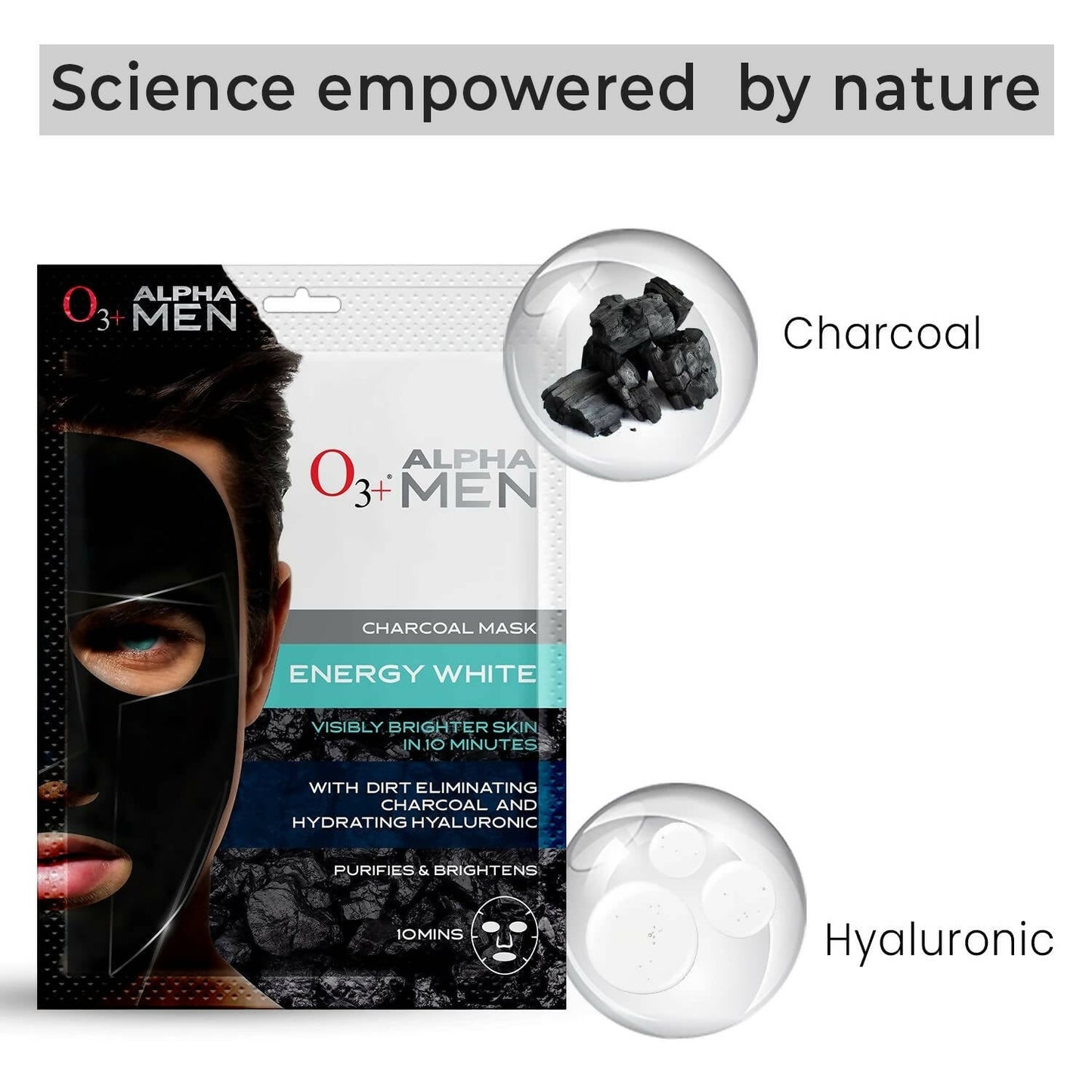 Professional O3+ Alpha Men Energy White Charcoal Face Sheet Mask