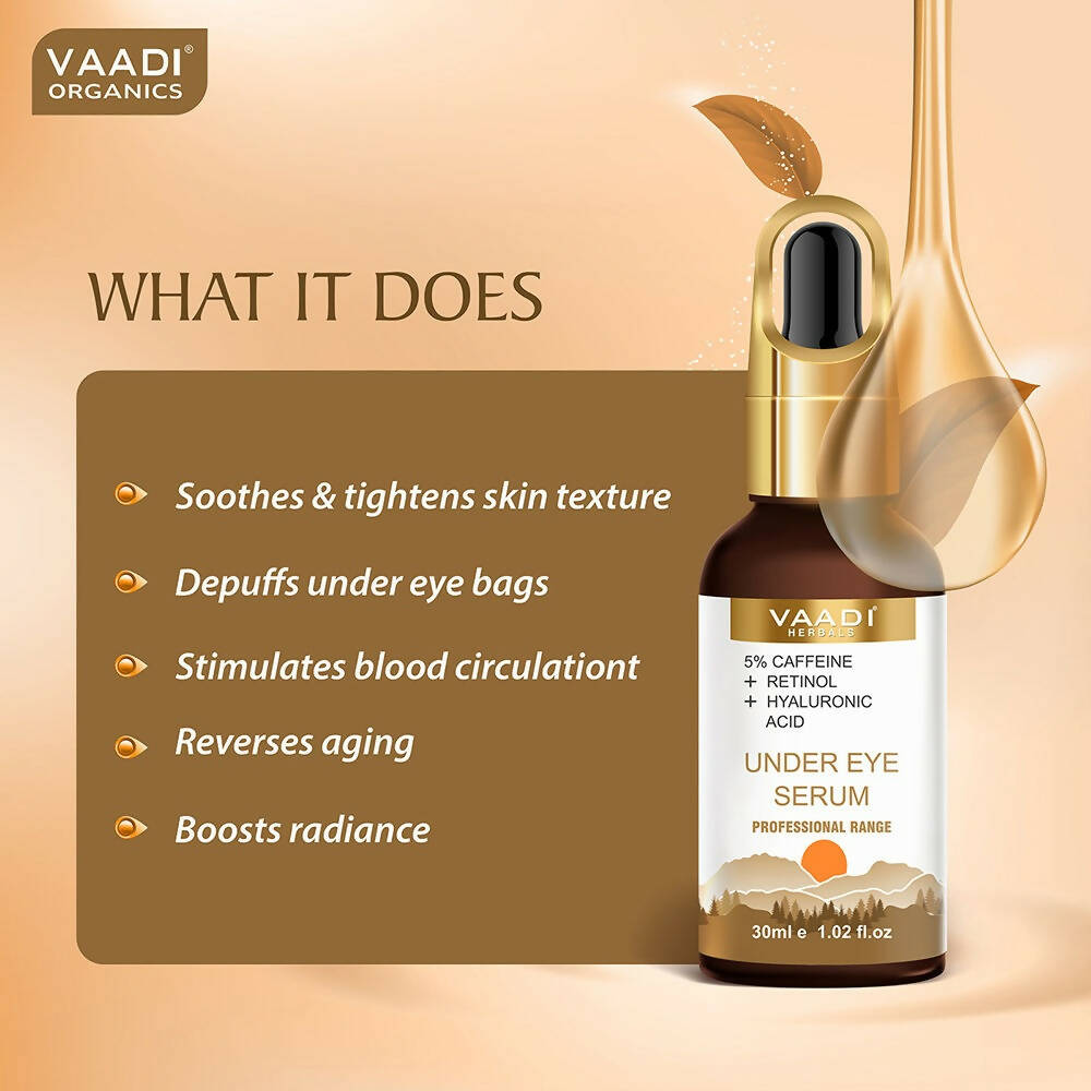 Vaadi Herbals Under Eye Serum With 5% Caffeine & Retinol & Hyaluronic Acid