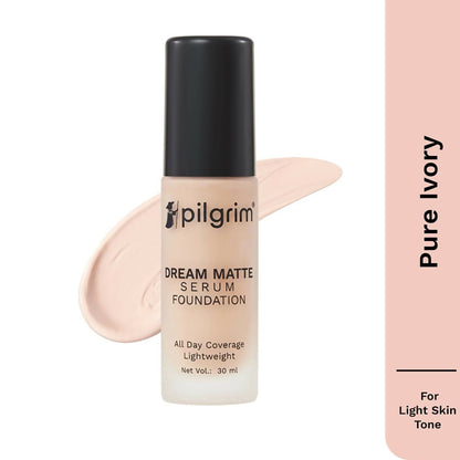 Pilgrim Dream Matte Serum Foundation With Matte & Poreless All Day Coverage Lightweight - Pure Ivory