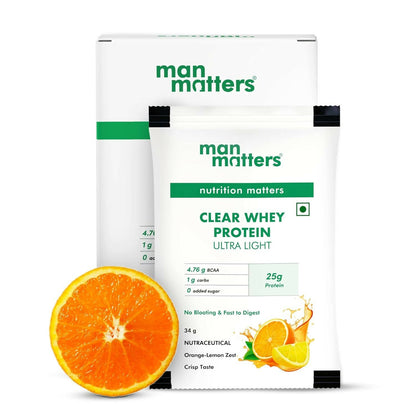 Man Matters Clear Whey Protein Powder - Orange Flavor - BUDEN