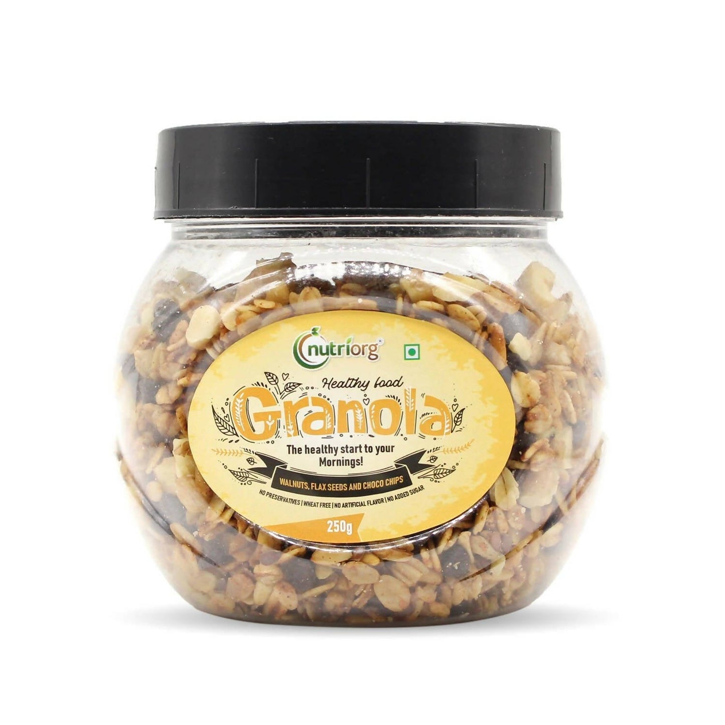 Nutriorg Crunchy Granola Walnut, Flaxseeds & Choco Chips Flavor - BUDNE