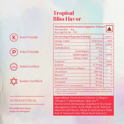 Wellbeing Nutrition Glow Korean Marine Collagen Peptides-Tropical Bliss Flavor