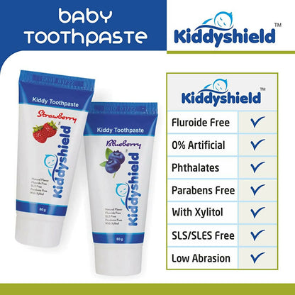Kiddyshield Fluoride Free Formula Baby Toothpaste Blueberry For Kids 1+ Years
