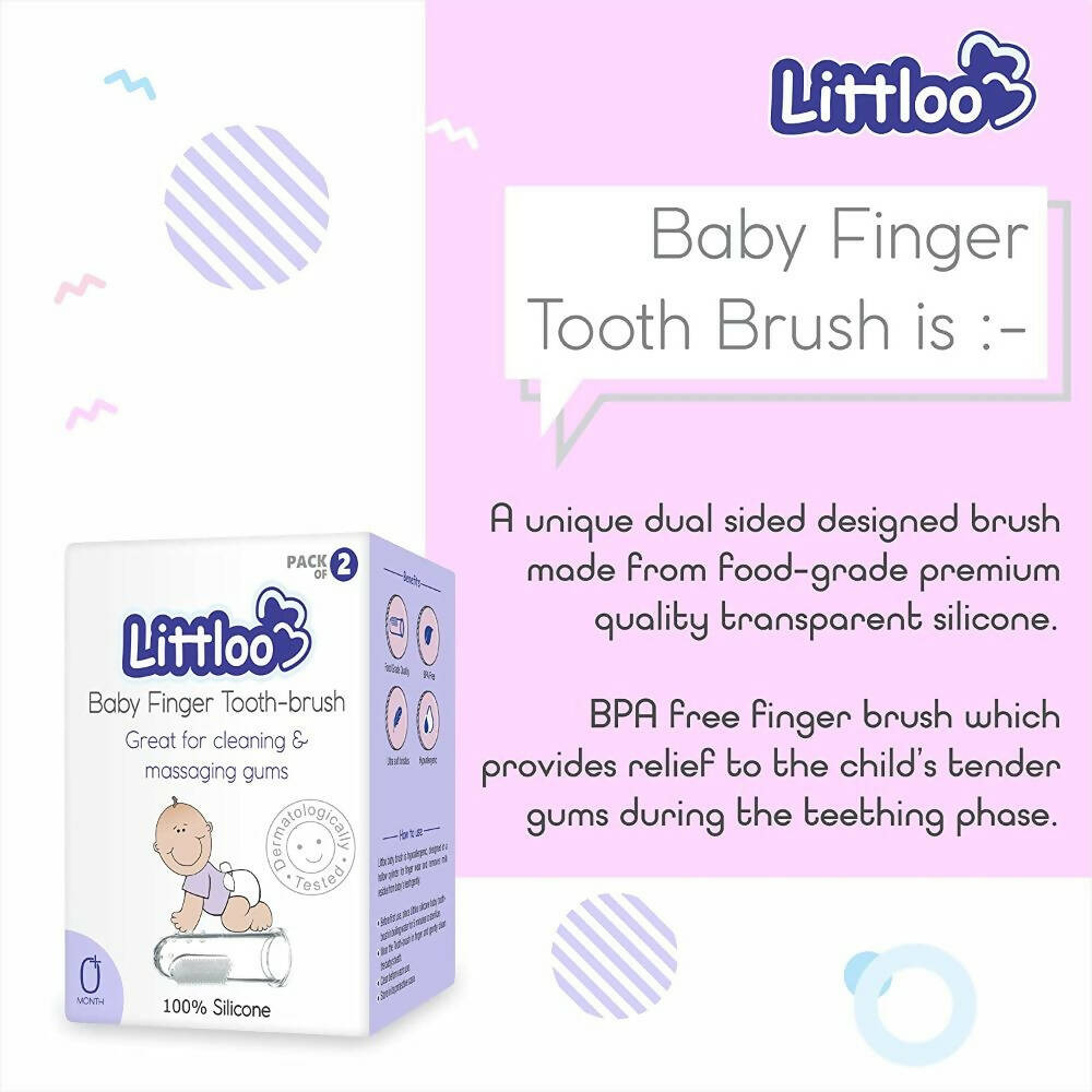 Littloo Baby Finger Toothbrush Reusable Silicon Made