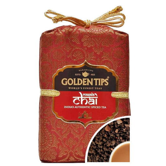 Golden Tips Masala Chai India's Authentic Spiced Tea - Royal Brocade Cloth Bag - BUDNE