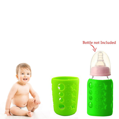 Safe-O-Kid Silicone Baby Feeding Bottle Cover Cum Sleeve for Insulated Protection 120mL- Green