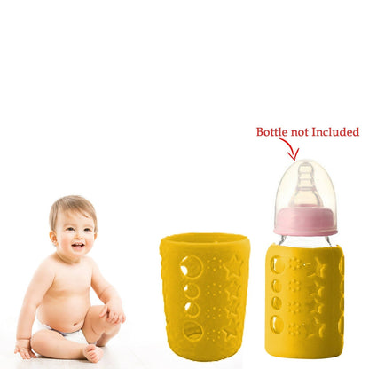 Safe-O-Kid Silicone Baby Feeding Bottle Cover Cum Sleeve for Insulated Protection 120mL- Yellow