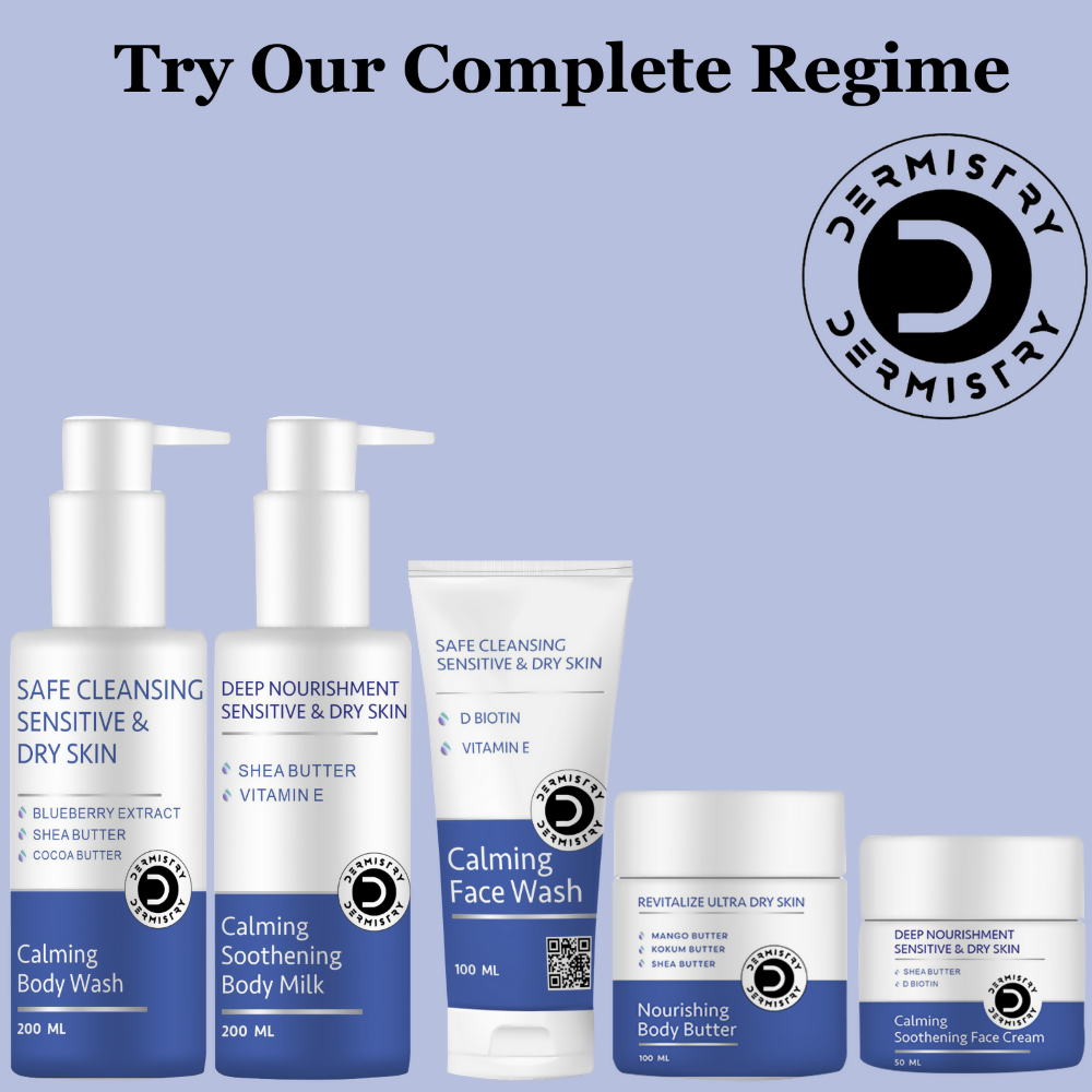 Dermistry Sensitive & Dry Skin Care Calming Soothing Face Wash Safe Cleansing D Biotin & Vitamin E
