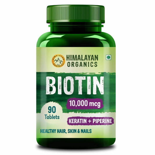 Himalayan Organics Biotin 10000 Mcg with Keratin + Piperine Tablets: 90 Tablets