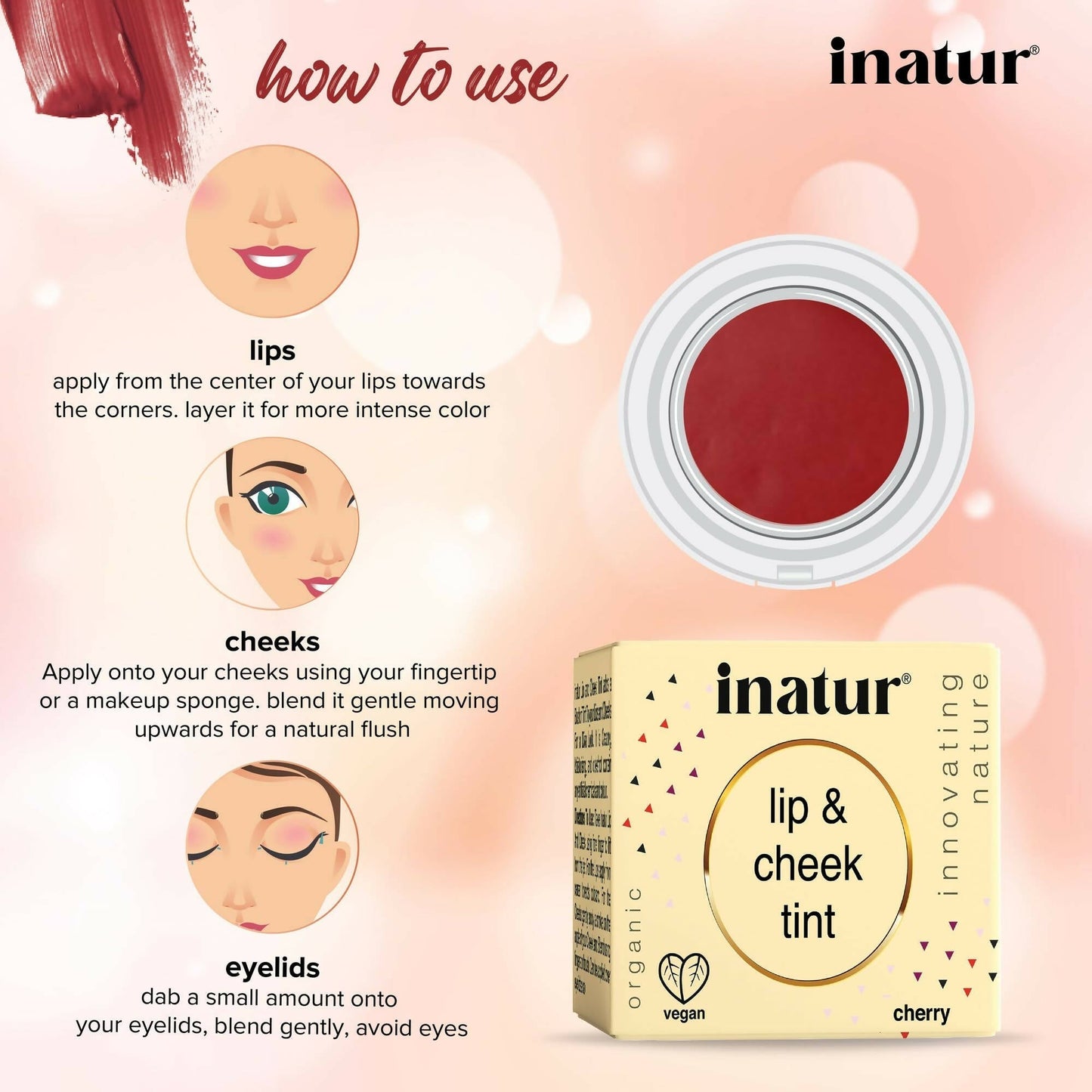 Inatur Lip and Cheek Tint Cherry