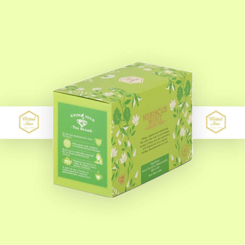 Mittal Teas Hibiscus Mint Green Tea - Eco Friendly Bags
