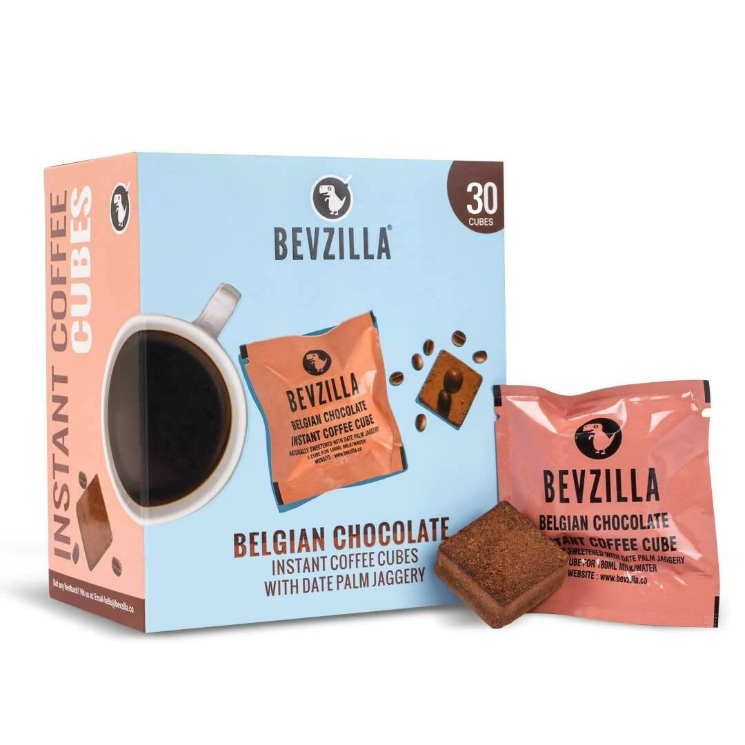 Bevzilla Instant Coffee Cubes Pack with Organic Date Palm Jaggery - Belgian Chocolate - BUDNE