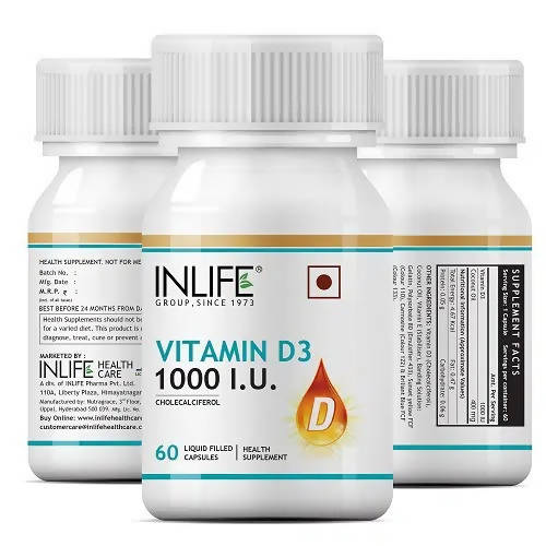 Inlife Vitamin D3 1000 IU Capsules