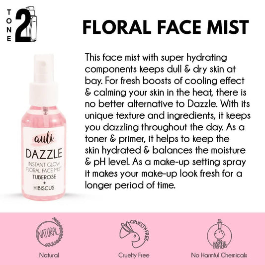 Auli Dazzle Instant Glow Floral Face Toner and Mist
