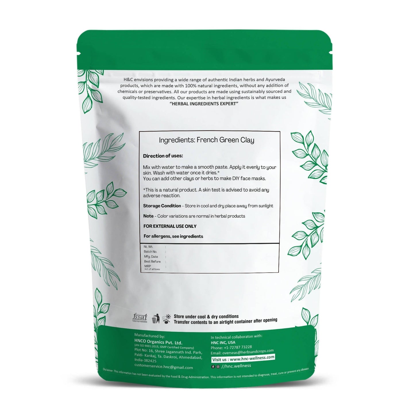 H&C Herbal French Green Clay Powder