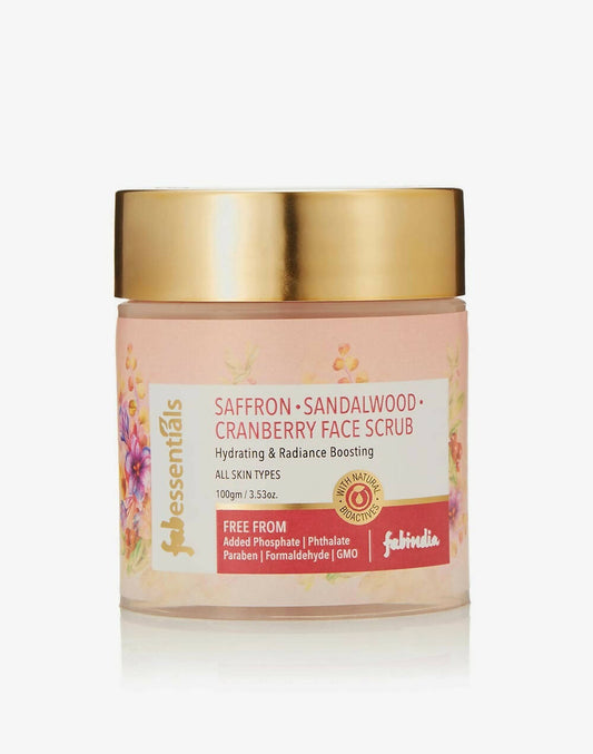 Fabessentials Saffron Sandalwood Cranberry Face Scrub - BUDNEN
