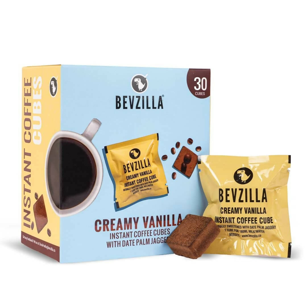 Bevzilla Instant Coffee Cubes Pack with Organic Date Palm Jaggery - Creamy Vanilla - BUDNE