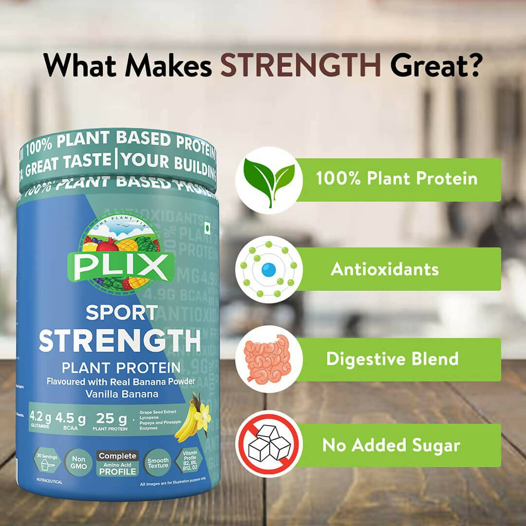 PLIX The Plant Fix Strength Vegan Plant Protein Powder - Vanilla