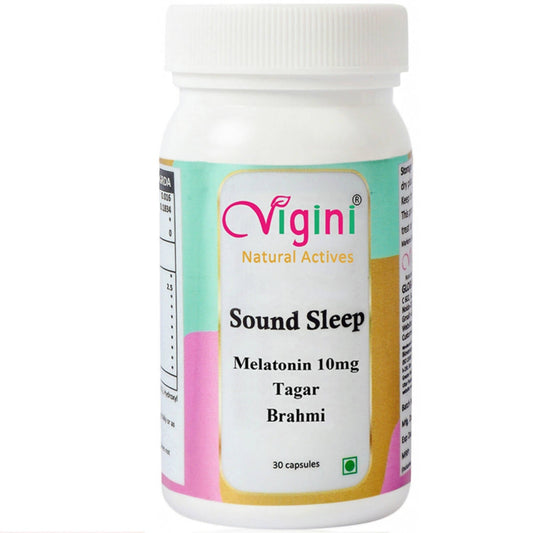 Vigini Natural Active Sound Sleep Capsules with Melatonin Tagar Brahmi - BUDEN