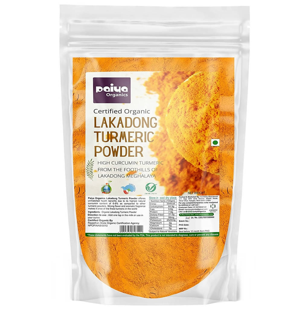 Paiya Organics Certified Organic Lakadong Turmeric Powder -  USA, Australia, Canada 