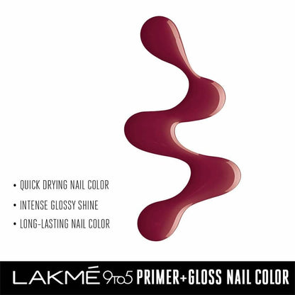 Lakme 9 to 5 Primer + Gloss Nail Colour - Red Alert