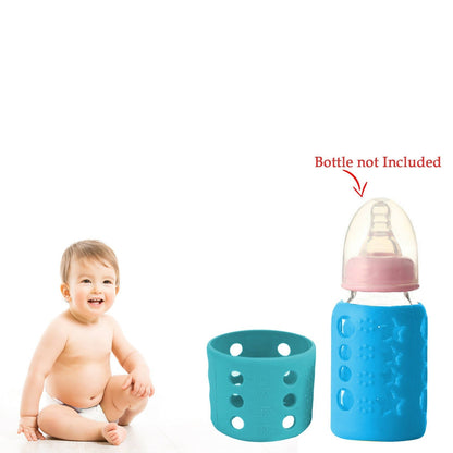 Safe-O-Kid Silicone Baby Feeding Bottle Cover Cum Sleeve for Insulated Protection Small 60mL- Blue -  USA, Australia, Canada 