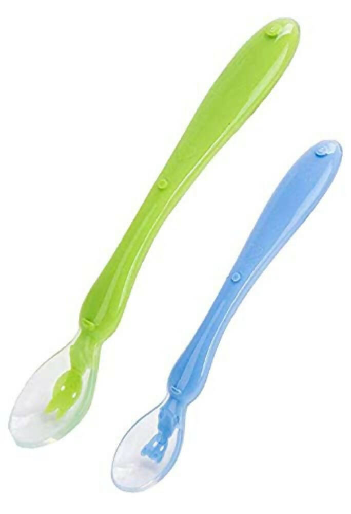 Safe-O-Kid Soft Silicone Tip Spoons 2 Sets Box (4 Spoons), Blue & Green