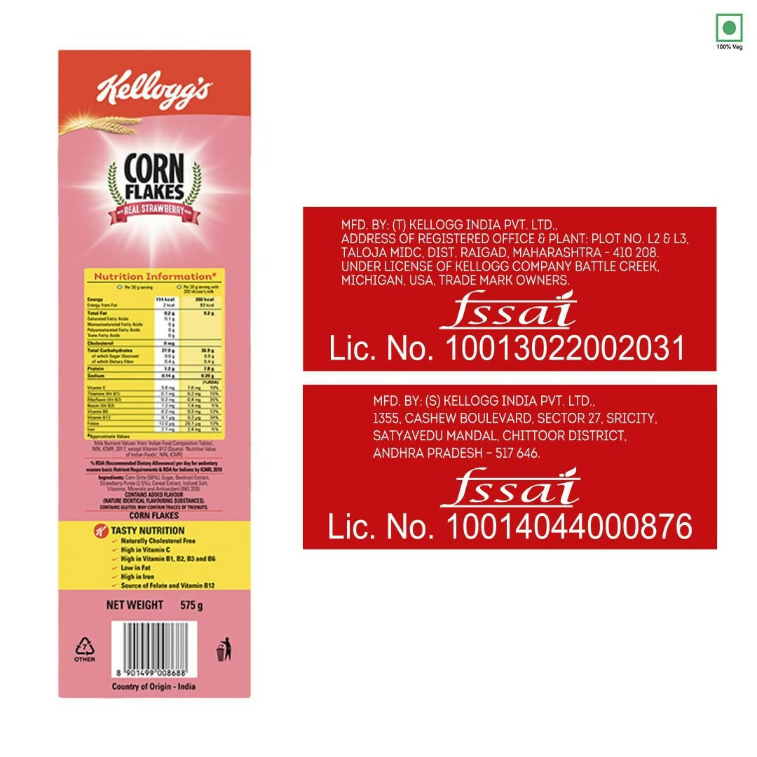 Kellogg's Corn Flakes With Real Strawberry Puree