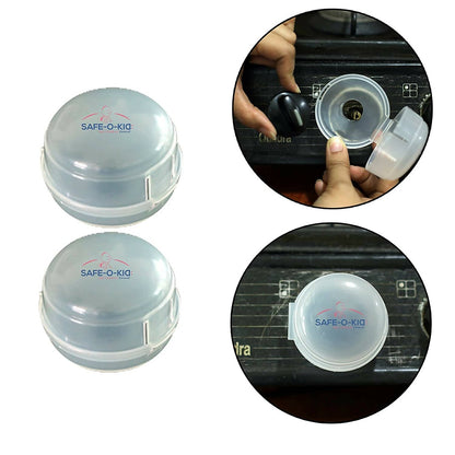 Safe-O-Kid Gas Stove Knobs Translucent Guards for Indoor Baby Safety Set of 2 Pcs