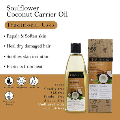 Soulflower Coldpressed Coconut Carrier Oil Pure & Natural