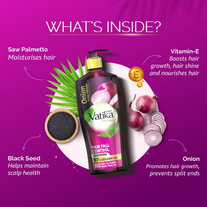 Dabur Vatika Naturals Onion & Saw Palmetto Hair Fall Control Shampoo
