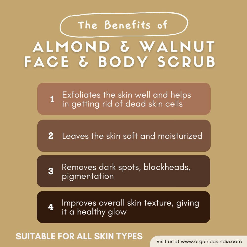 Organicos Almond+Walnut Face & Body Scrub